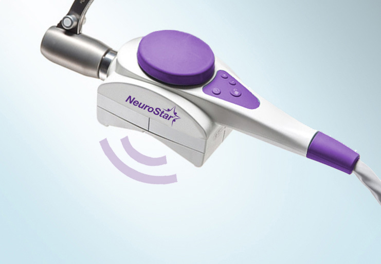 TMS Coil with pulses illustrated.